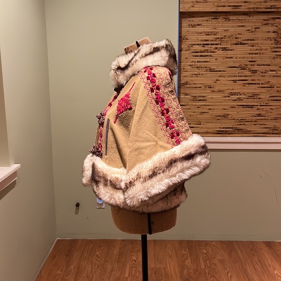 Anthropologie Plenty By Tracy Reese Embroidered Wool With Faux Fur S - Picture 4 of 11